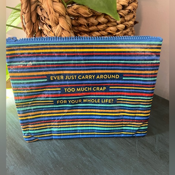 Blue Q zipper pouch bag with stripes - Picture 1 of 7